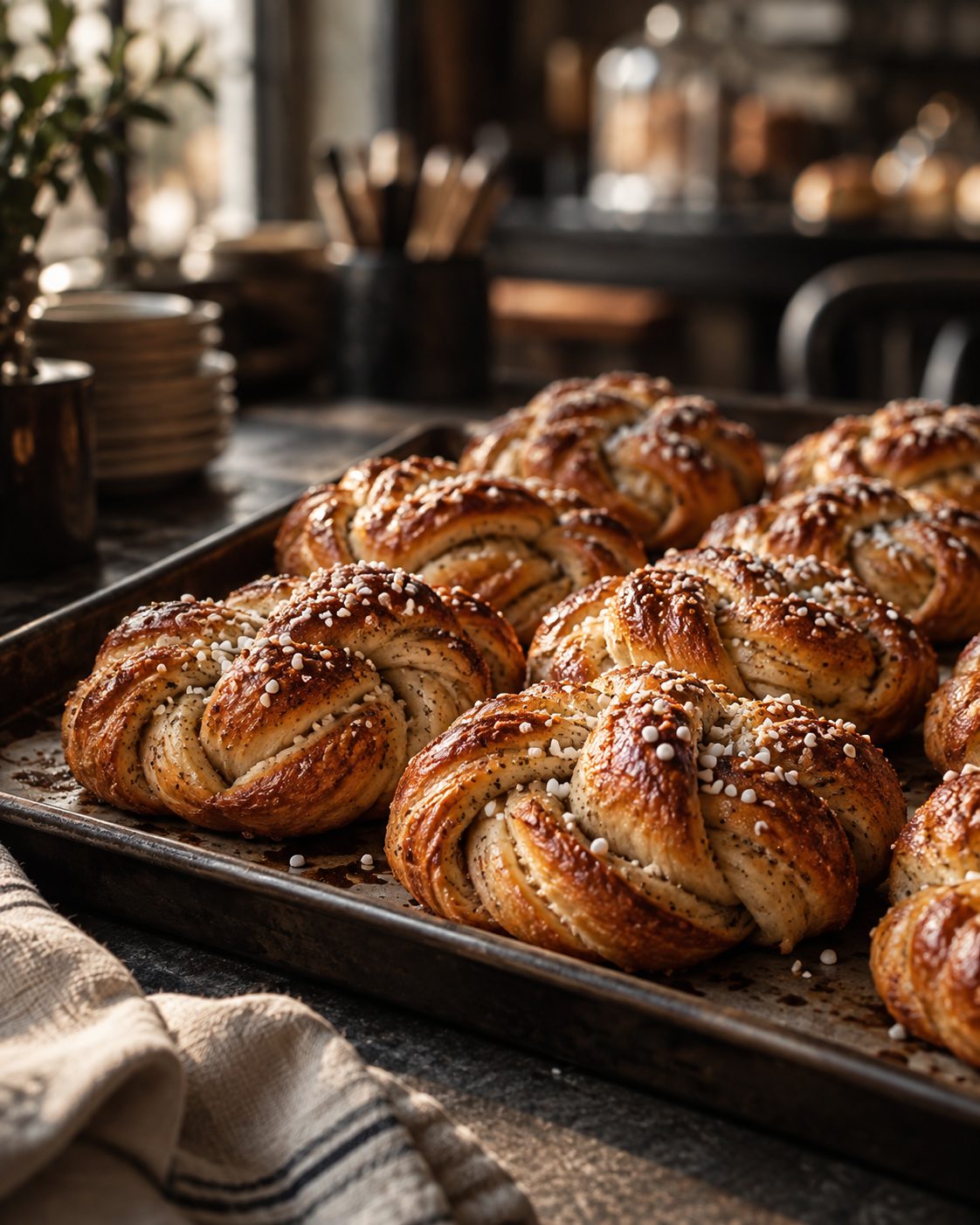 Cardamom buns on a tray
