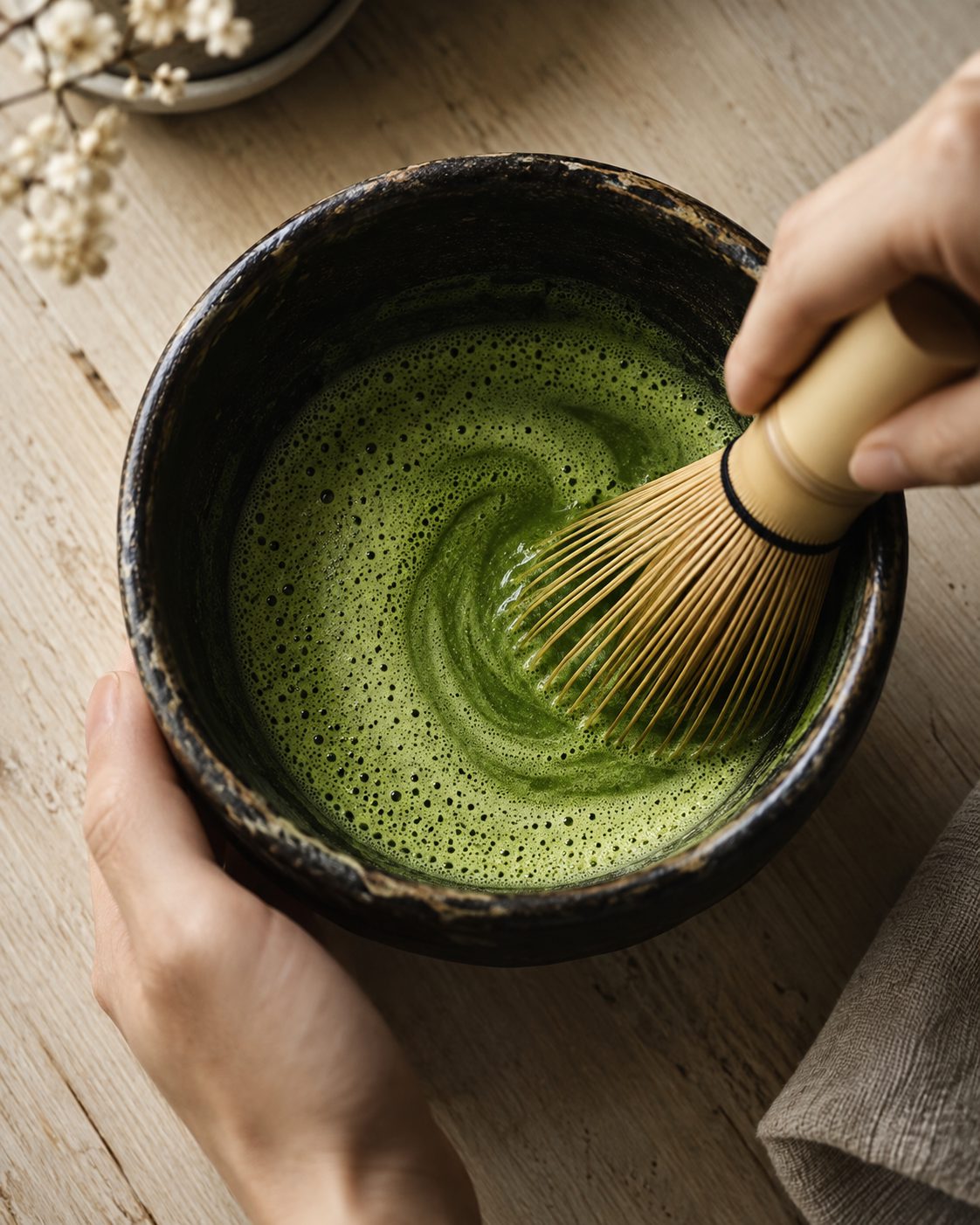 Matcha being whisked