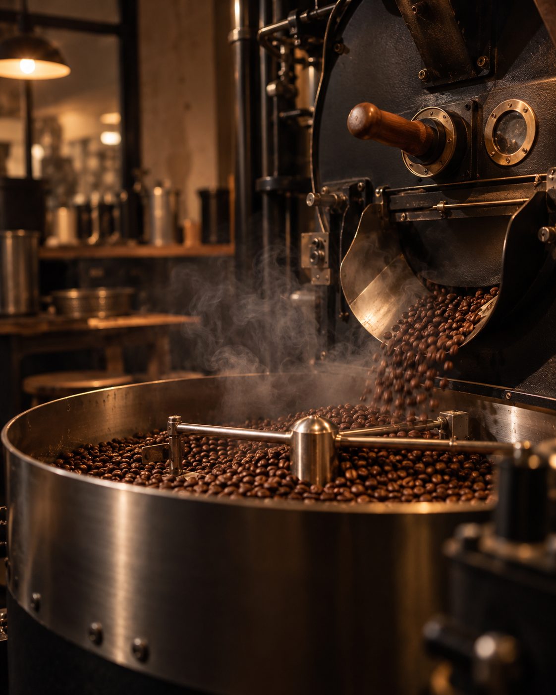 Roaster with beans cooling