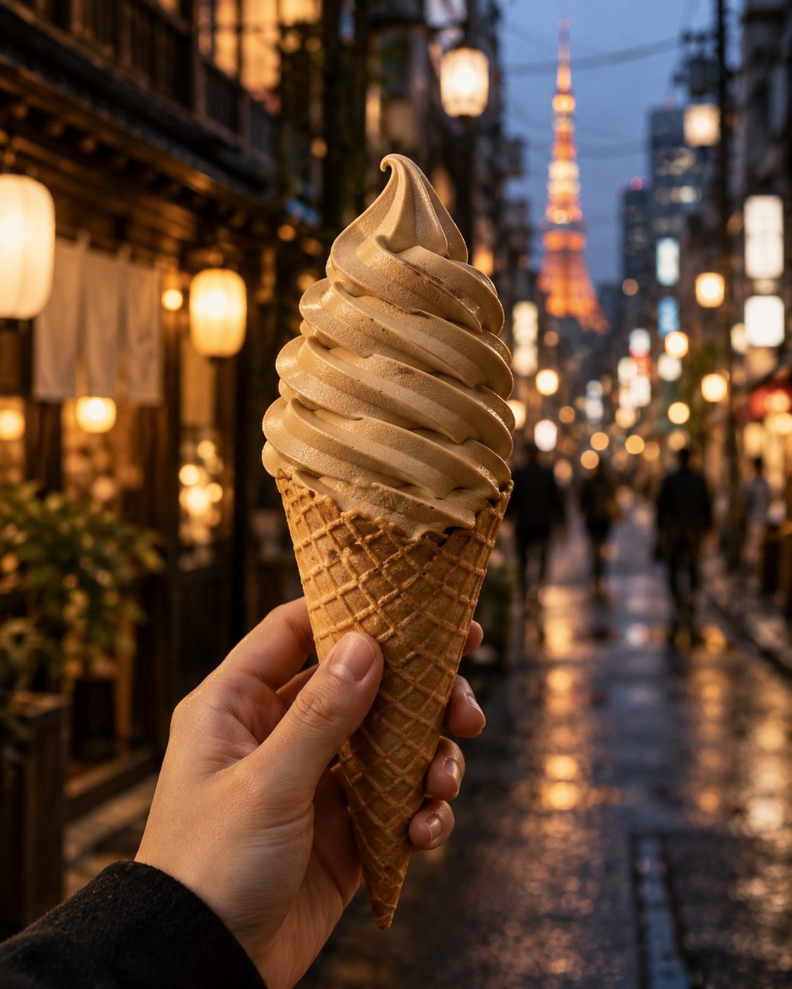 Espresso soft serve cone